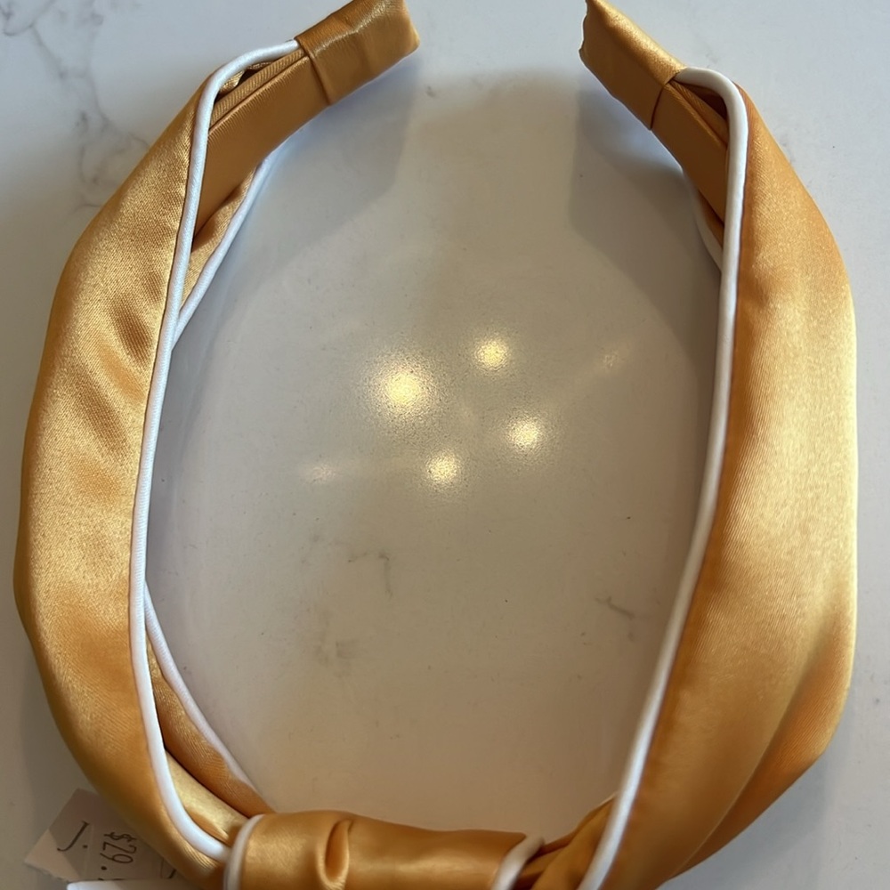J Crew Elegant Gold Satin knotted Headband NWT - Picture 3 of 4